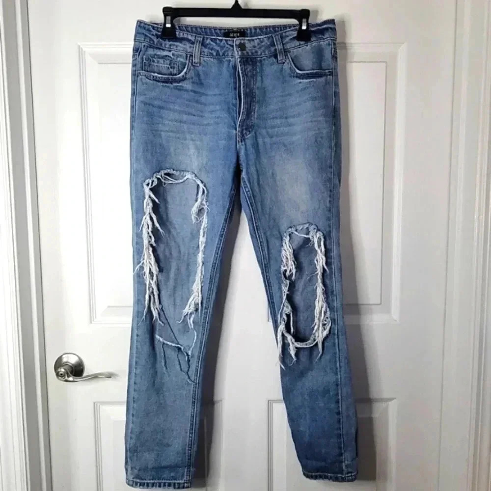 AFRM Women's Blue Distressed Jeans Size 27